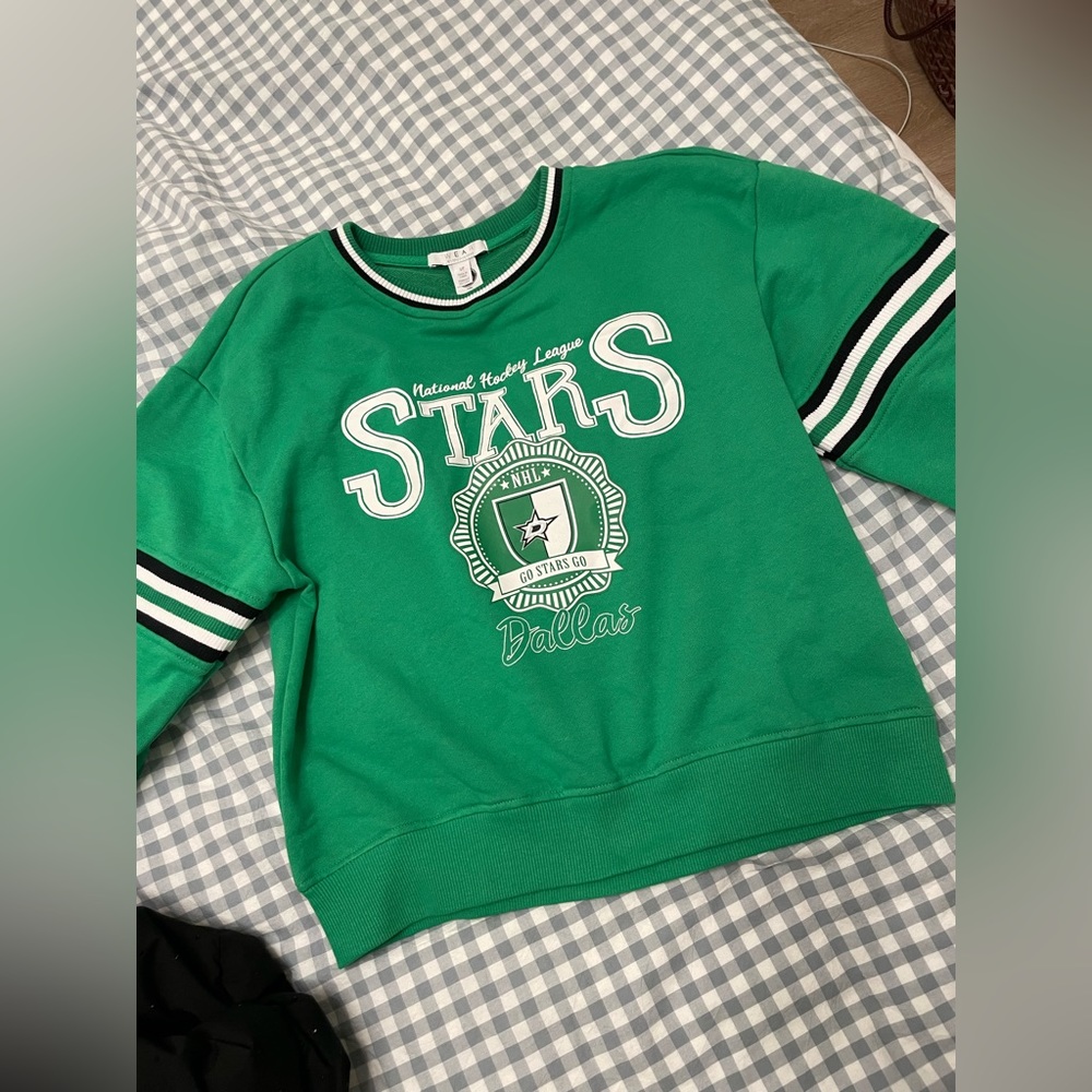 WEAR by Erin Andrews Green Dallas Stars Hockey Jersey Sweatshirt Size S